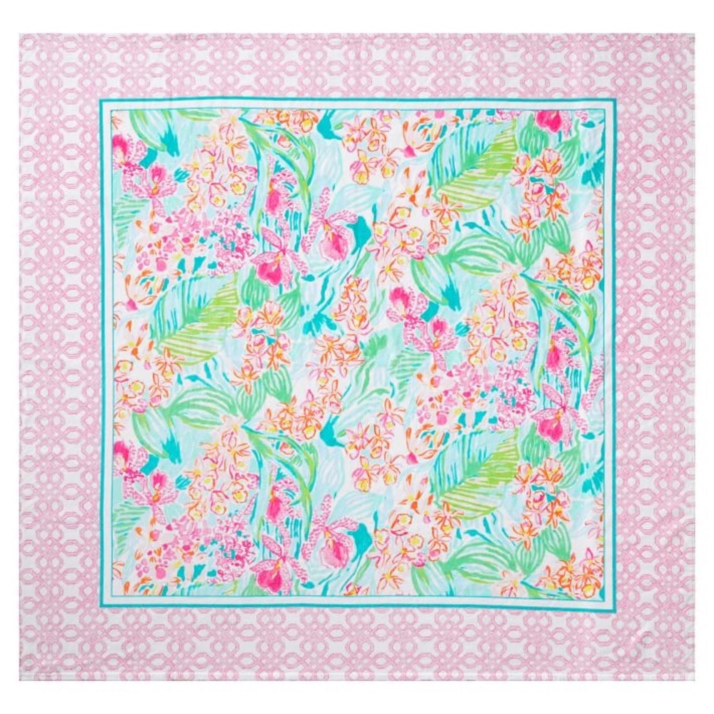 Lilly Pulitzer Jumbo 64" Square Via Flora Beach Towel for 2 People NWT - Picture 2 of 8